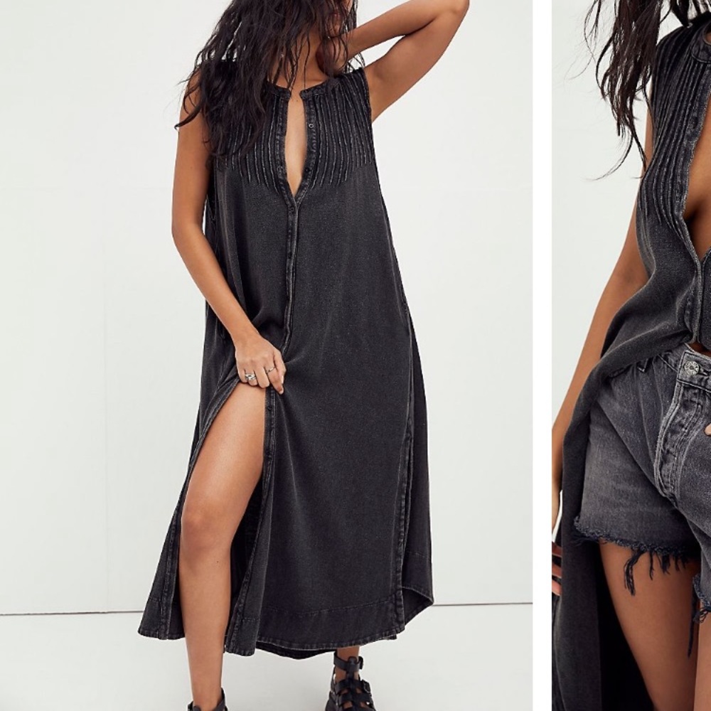 Free people pin-tucked knit midi dress